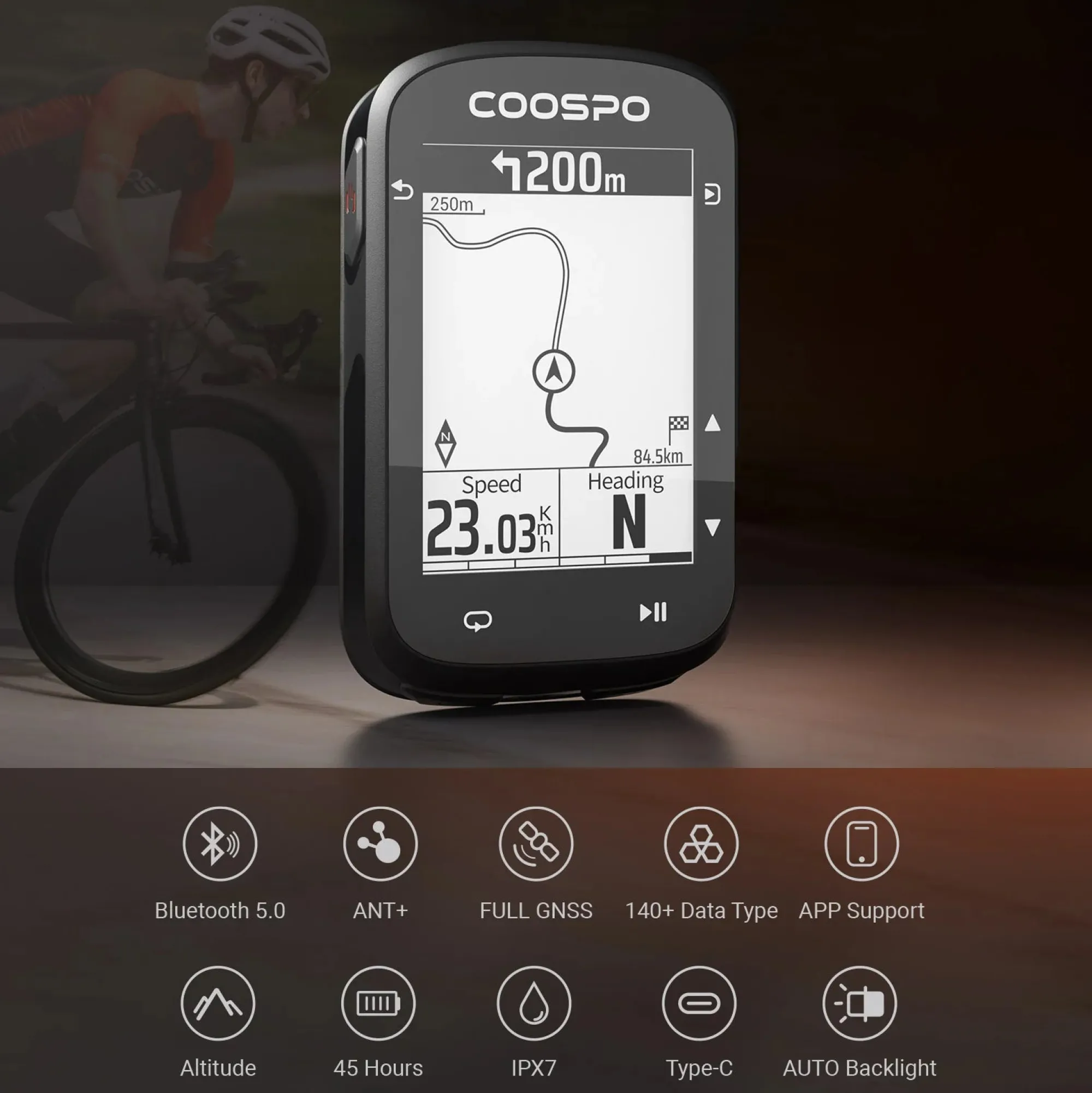 COOSPO Ciclocomputer Gps|Ciclocomputer*Ciclocomputer Gps CS500 -