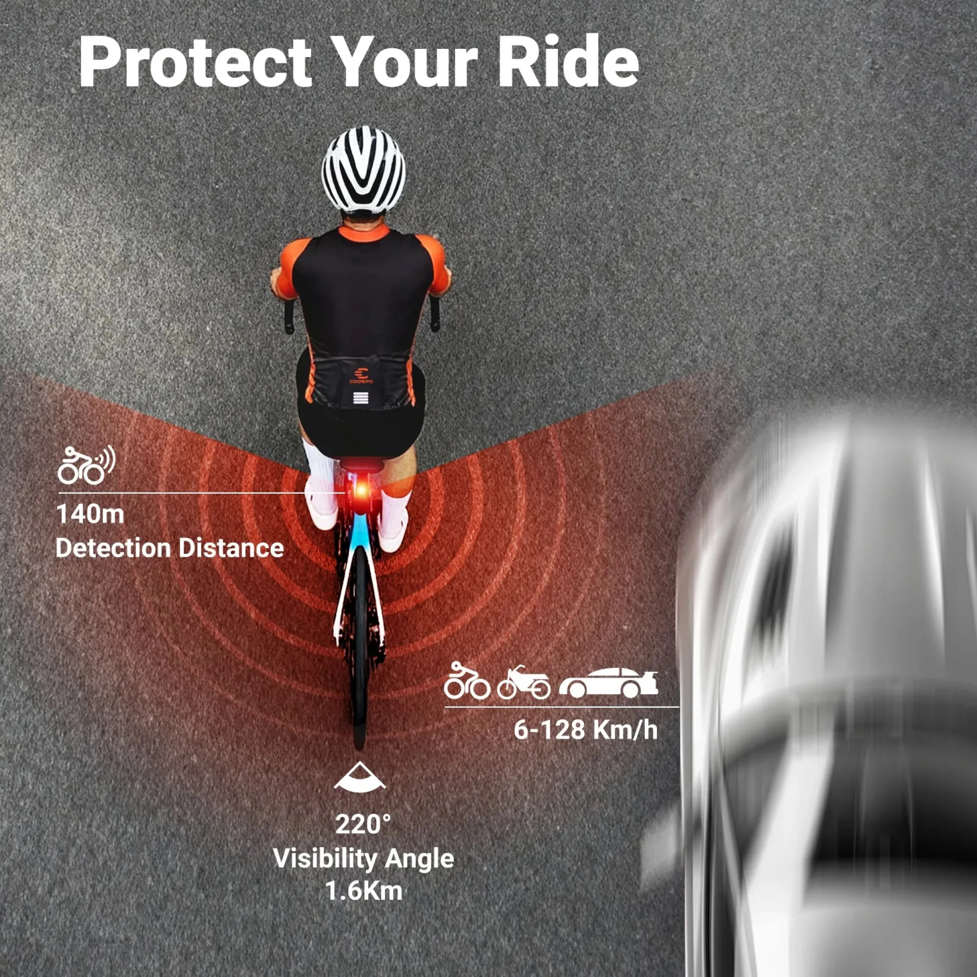 COOSPO Luci Bici|Accessori*Luce Posteriore Radar TR
