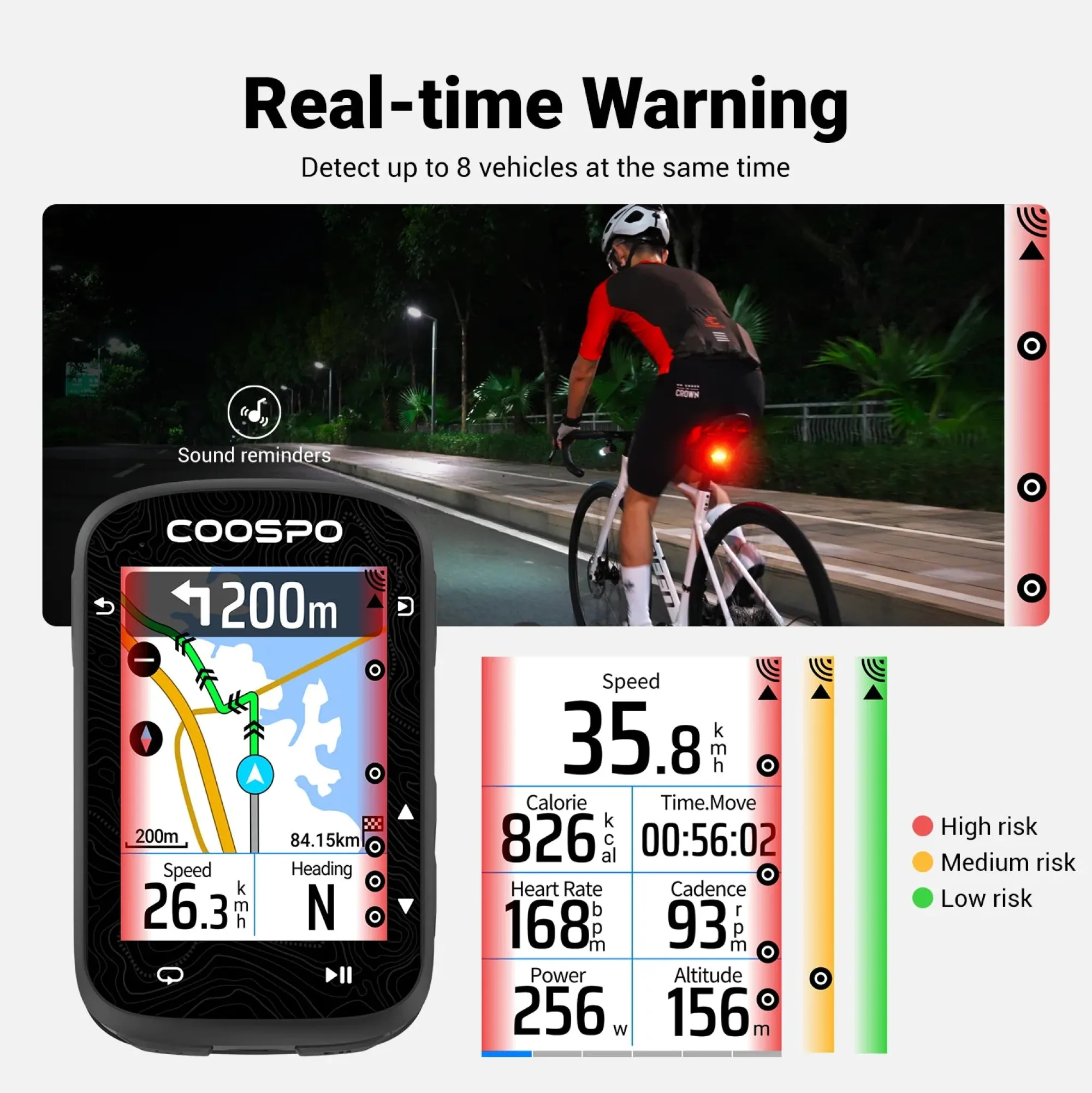 COOSPO Luci Bici|Accessori*Luce Posteriore Radar TR