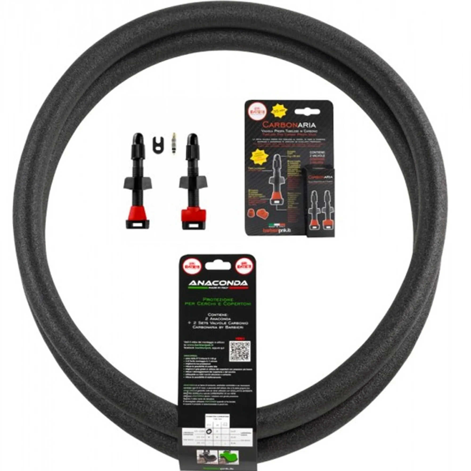 Barbieri Kit Tubeless E Liquido Sigillante|Manutenzione*Mousse Anaconda Gravel - 650x30